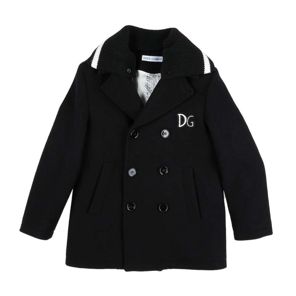 Dolce & Gabbana Kids Navy Peacoat with DG Emblem